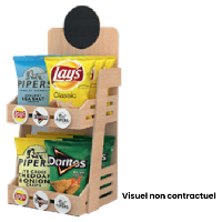 Présentoir Chips avec logo interchangeable text